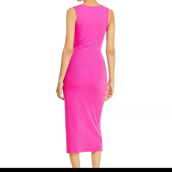 Fore Women's Fuchsia Ribbed Cutout MIDI Dress - Picture 2 of 2